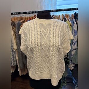 🤍 NWT Blue Rain Women's White Cable Knit Sweater